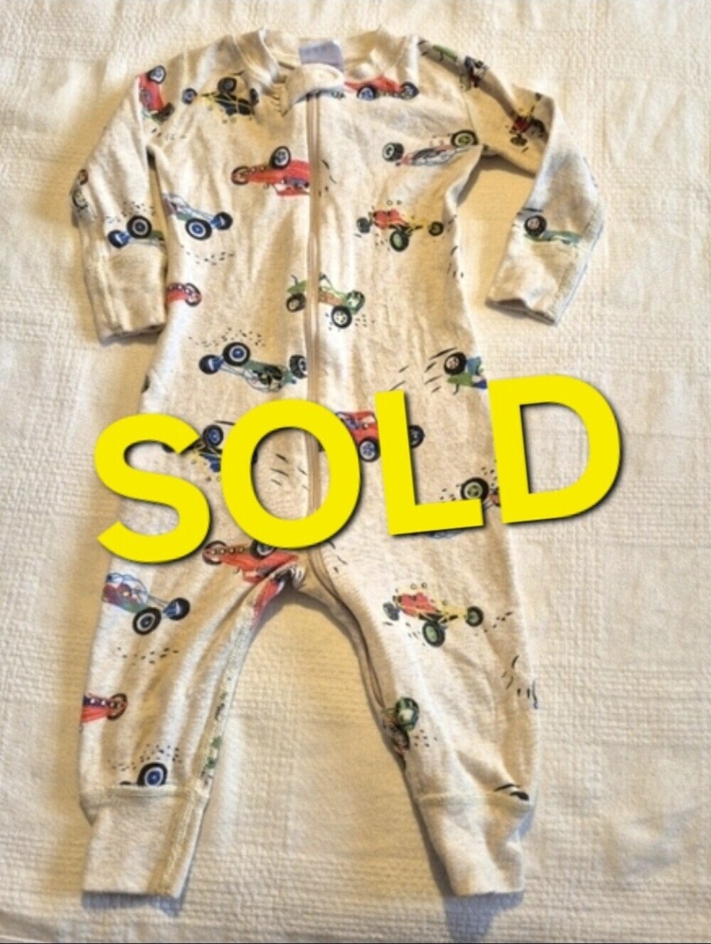 Hanna Andersson boys size 70 or 6-12 months race cars pajama guc